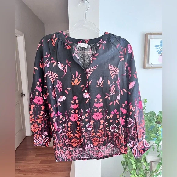 ANTHROPOLOGIE BANJANAN Leonie Black Motif Blouse NWT - Picture 4 of 7